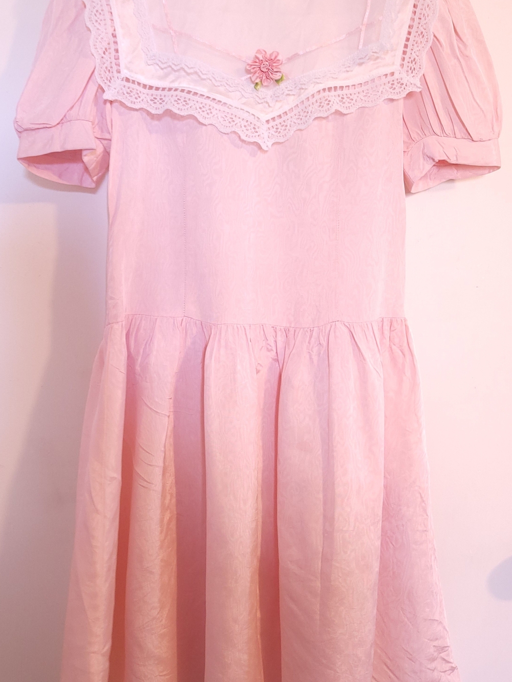 Vtg Gunne Sax Jessica McClintock Taffeta Lace Dress Sailor Collar Puff Sleeve 12